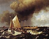 Boats Canvas Paintings - Boats in a Storm